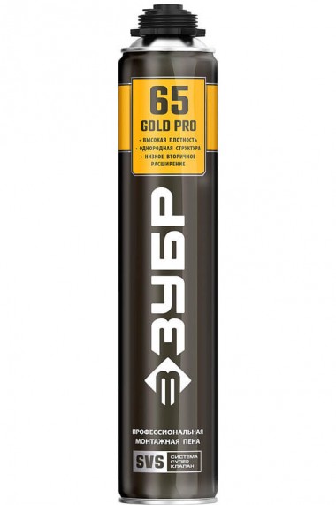 GOLD PRO 65 пена монтажная мелкопористая с увелич. выходом, пистолетная, всесезонная, 850мл, SVS,  ЗУБР — Официальный партнер ЗУБР в России