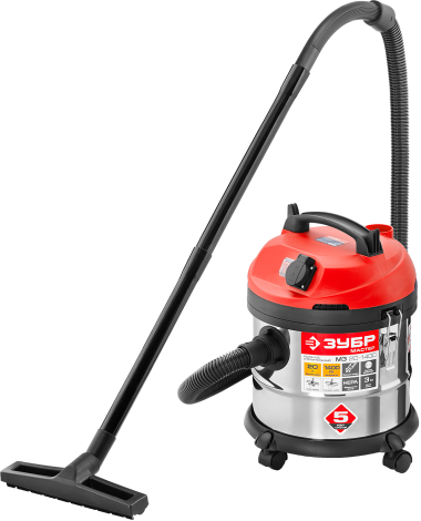 Пылесос строительный, ЗУБР ПУ-20-1400 М3, модель М3-20, 20 л, 1400 Вт, сухая и влажная уборка, корпус из нержавеющей стали, розетка до 2000Вт — Официальный партнер ЗУБР в России