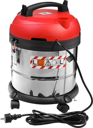 Пылесос строительный, ЗУБР ПУ-20-1400 М3, модель М3-20, 20 л, 1400 Вт, сухая и влажная уборка, корпус из нержавеющей стали, розетка до 2000Вт — Официальный партнер ЗУБР в России