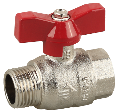 Кран ЗУБР шаровой 1&quot; полнопроходной &quot;мама-папа&quot;, бабочка, никелированная латунь — Официальный партнер ЗУБР в России