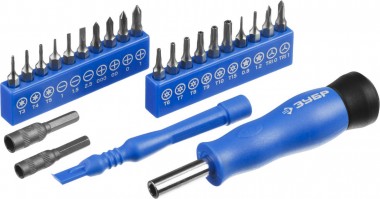 Отвертка с битами для точных работ и мобильных устройств 24 предм., ЗУБР — Официальный партнер ЗУБР в России