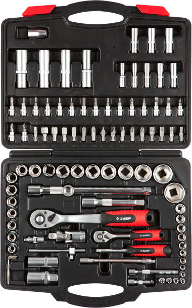 Набор ЗУБР &quot;МАСТЕР&quot;: Торцовые головки FLANK (1/2&quot;, 1/4&quot;), биты-головки, доп.принадлежности, Cr-V, 4-32 мм, 94 предм — Официальный партнер ЗУБР в России