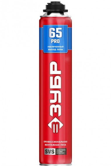 Пена монтажная &quot;PRO 65&quot; мелкопористая с увелич. выходом, пистолетная, всесезонная, 850мл, SVS,  ЗУБР 41147_z01 — Официальный партнер ЗУБР в России