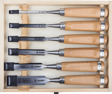 Набор: Стамески-долото &quot;Классик&quot; с деревянной ручкой, хромованадиевые, 6/10/12/16/20/25мм, 6шт, ЗУБР — Официальный партнер ЗУБР в России
