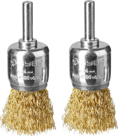 Набор щеток кистевых для дрели ЗУБР &quot;Профессионал&quot; 0.3мм, 24мм, 2шт., витая латунированная проволока 35225-24-H2_z02 — Официальный партнер ЗУБР в России