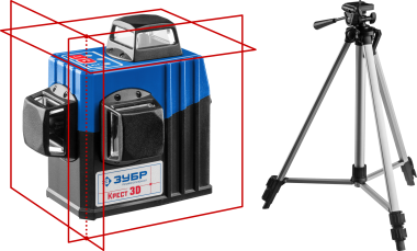 Нивелир лазерный линейный &quot;Крест-3D-2&quot;, ЗУБР Профессионал 34908-2, двухлучевой, 20м / 70м (с приемником), точн. 0,3 мм/м, штатив — Официальный партнер ЗУБР в России