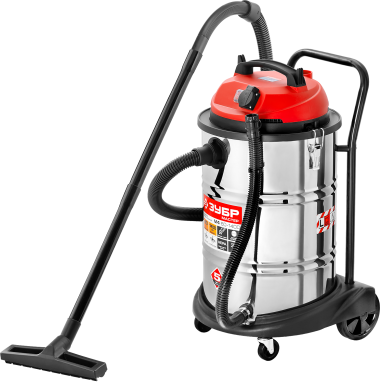 Пылесос строительный, ЗУБР ПУ-60-1400 М4, модель М4-60, 60 л, 1400 Вт, сухая и влажная уборка, корпус из нержав. стали, розетка до 2000 Вт — Официальный партнер ЗУБР в России