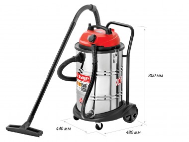 Пылесос строительный, ЗУБР ПУ-60-1400 М4, модель М4-60, 60 л, 1400 Вт, сухая и влажная уборка, корпус из нержав. стали, розетка до 2000 Вт — Официальный партнер ЗУБР в России
