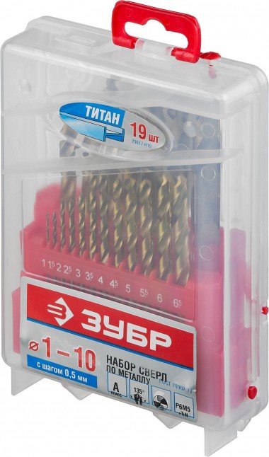 Набор сверл по металлу 10 шт (d=1-10 мм), ТИТАН, сталь Р6М5, класс А, ЗУБР Профессионал 29615-H10 — Официальный партнер ЗУБР в России