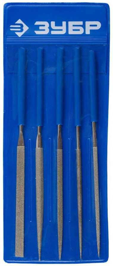 Набор ЗУБР &quot;ЭКСПЕРТ&quot; Надфили с алмазным напылением в пластиковом боксе, P 140, 140х75мм, 5 предметов — Официальный партнер ЗУБР в России
