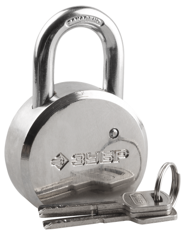 Замок ЗУБР "ЭКСПЕРТ" навесной, стальной корпус, закаленная дужка, 55мм &mdash; Официальный партнер ЗУБР в России
