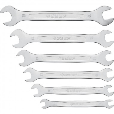 Набор рожковых гаечных ключей ЗУБР 6 шт, 6 - 19 мм, ПРОФЕССИОНАЛ, 27011-H6_z01 — Официальный партнер ЗУБР в России