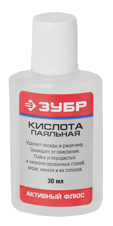 Флюс ЗУБР паяльная кислота, пласт, 30мл — Официальный партнер ЗУБР в России