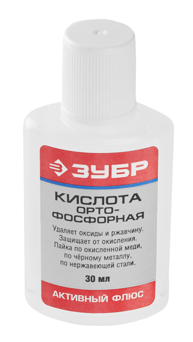 Кислота ЗУБР ортофосфорная, пластиковая банка, 30мл — Официальный партнер ЗУБР в России