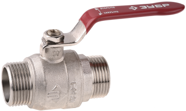 Кран ЗУБР шаровой 1&quot; полнопроходной &quot;папа-папа&quot;, ручка, никелированная латунь — Официальный партнер ЗУБР в России