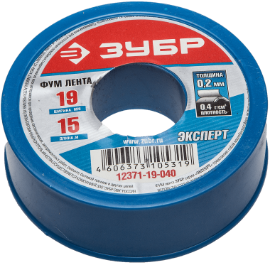 Фум лента &quot;ЭКСПЕРТ&quot; серия «МАСТЕР», ширина 19мм, длина 15м, 0,4г/см3 ЗУБР — Официальный партнер ЗУБР в России