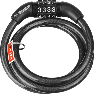 Замок ЗУБР &quot;СТАНДАРТ&quot;, тросовый, кодовый, с неизменяемым кодом, длина троса - 950мм, d 8мм. — Официальный партнер ЗУБР в России
