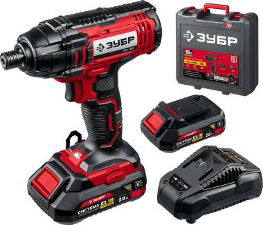 Ударный аккумуляторный винтоверт ЗУБР ГВЛ-255-22, 18В, Li-Ion, 2 АКБ (2Ач), в кейсе, «Мастер» — Официальный партнер ЗУБР в России