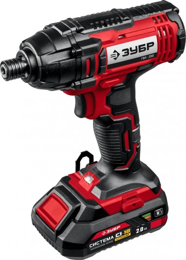 Ударный аккумуляторный винтоверт ЗУБР ГВЛ-255-22, 18В, Li-Ion, 2 АКБ (2Ач), в кейсе, «Мастер» — Официальный партнер ЗУБР в России