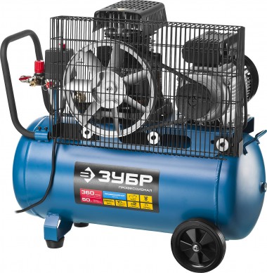 ЗУБР 360 л/мин, 50 л, 2200 Вт, ременной масляный компрессор, Профессионал (ЗКПМ-360-50-Р-2.2) — Официальный партнер ЗУБР в России