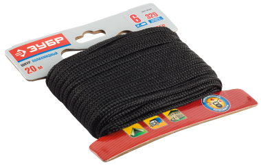 Шнур ЗУБР полиамидный, плетеный, повышенной нагрузки, без сердечника, черный, d 3, 20м — Официальный партнер ЗУБР в России