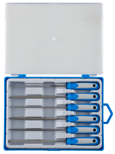 Набор ЗУБР &quot;ЭКСПЕРТ&quot; Надфили, двухкомпонентная ручка, насечка 2=бархатная, 100мм, 6шт — Официальный партнер ЗУБР в России