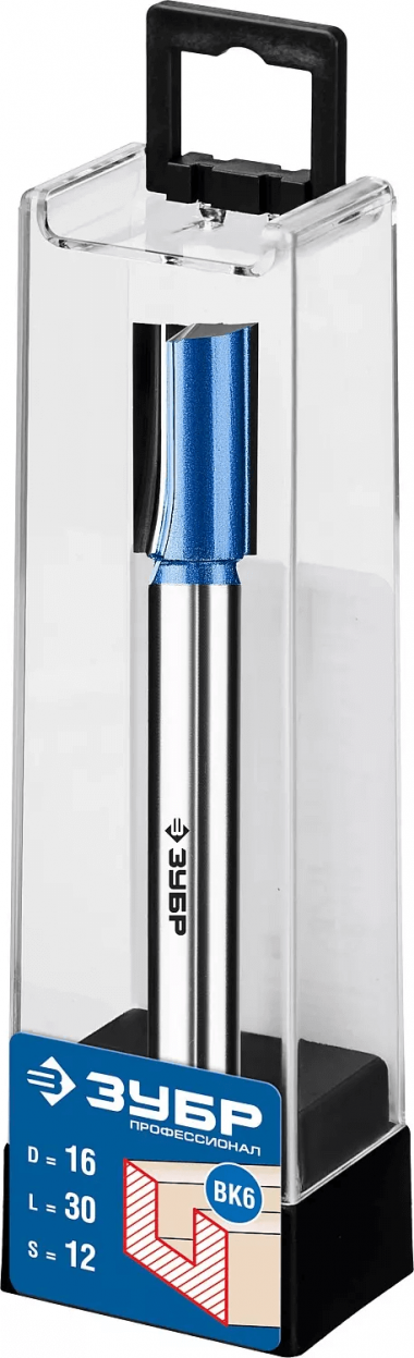 Фреза пазовая ЗУБР прямая с нижними подрезателями, 16 x 30 мм, хвостовик 12 мм, &quot;ПРОФЕССИОНАЛ&quot; 28755-16-30 — Официальный партнер ЗУБР в России