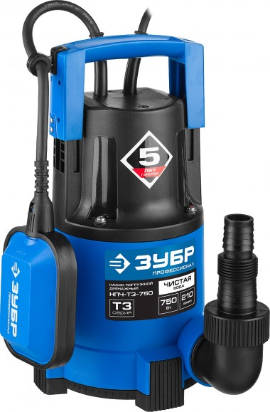 ЗУБР 750 Вт, дренажный насос с минимальным уровнем откачки, Профессионал (НПЧ-Т3-750) — Официальный партнер ЗУБР в России
