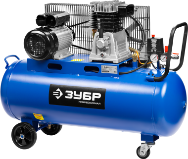 ЗУБР 440 л/мин, 100 л, 2200 Вт, ременной масляный компрессор, Профессионал (ЗКПМ-440-100-Р-2.2) — Официальный партнер ЗУБР в России