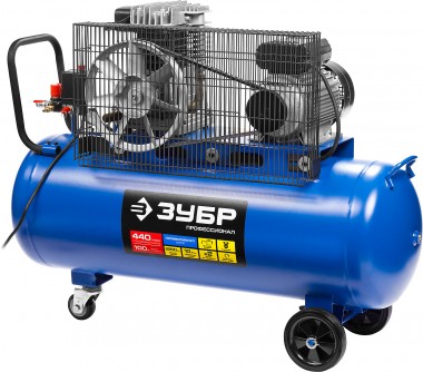 ЗУБР 440 л/мин, 100 л, 2200 Вт, ременной масляный компрессор, Профессионал (ЗКПМ-440-100-Р-2.2) — Официальный партнер ЗУБР в России