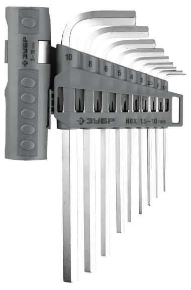 Набор ключей имбусовых длинные ЗУБР «ПРОФИ», HEX, 1.5-10мм, 9шт — Официальный партнер ЗУБР в России