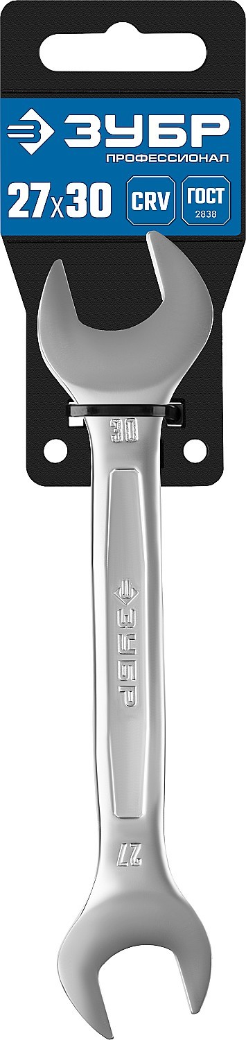 Рожковый гаечный ключ ЗУБР 27х30 мм, Cr-V сталь, хромированный, 27010-27-30_z01 Профессионал — Официальный партнер ЗУБР в России