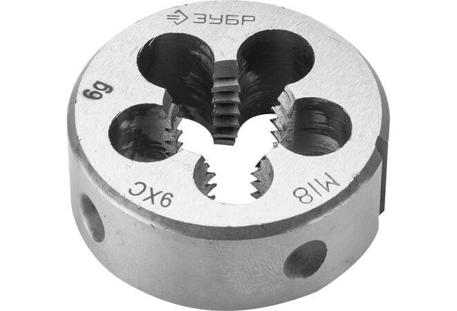 Плашка ЗУБР "МАСТЕР" круглая ручная для нарезания метрической резьбы, мелкий шаг, М18 x 2,0 фото 1 &mdash; Официальный партнер ЗУБР в России