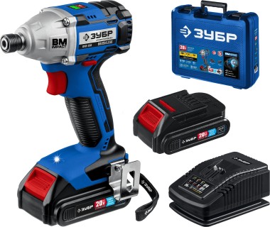 Аккумуляторный винтоверт ЗУБР, бесщеточный, 20В, Li-Ion, 2 АКБ (2Ач), кейс, GVB-250-22 Профессионал — Официальный партнер ЗУБР в России