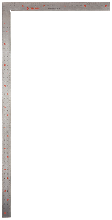 Угольник ЗУБР &quot;ПРОФЕССИОНАЛ&quot; столярный нерж. сталь, шкала: шаг 1 мм, гравированная, 500 х 250 мм, 34350-50 — Официальный партнер ЗУБР в России