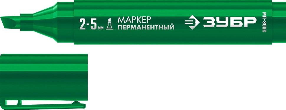 ЗУБР МП-300К 2-5 мм, клиновидный, зеленый, перманентный маркер, Профессионал (06323-4) фото 1 &mdash; Официальный партнер ЗУБР в России