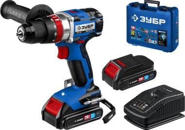 Ударная дрель-шуруповерт ЗУБР 20 В, бесщеточная, 2 АКБ (2Ач), в кейсе, DBS-201-22 Профессионал — Официальный партнер ЗУБР в России
