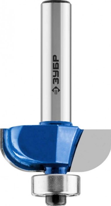 Фреза кромочная калевочная №2, D= 25,4мм, рабочая длина-10мм, радиус-6,3мм, хв.-8мм, d-12,7мм, ЗУБР Профессионал — Официальный партнер ЗУБР в России