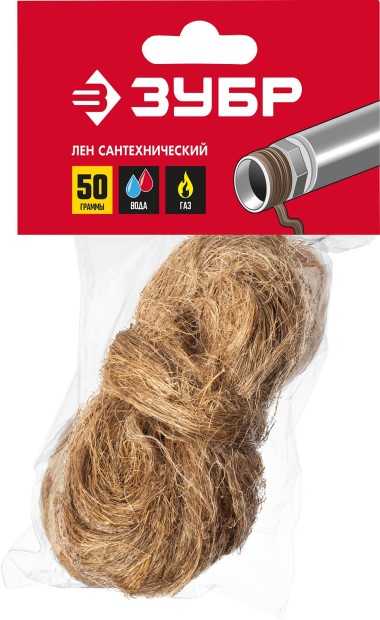 Лен сантехнический ЗУБР 50 г, 4-51991-050_z01 Мастер — Официальный партнер ЗУБР в России