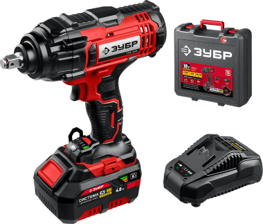 Аккумуляторный гайковерт ударный ЗУБР &quot;Мастер&quot; 18 В, 1 АКБ, в кейсе, ГУЛ-410-41 — Официальный партнер ЗУБР в России