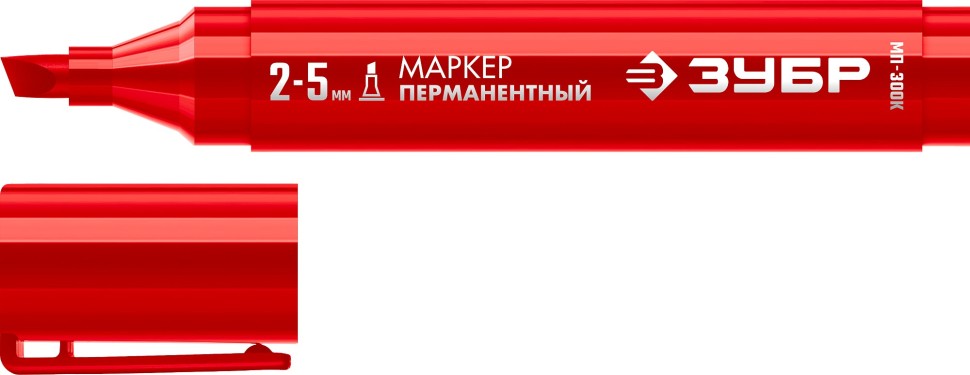 ЗУБР МП-300К 2-5 мм, клиновидный, красный, перманентный маркер, Профессионал (06323-3) фото 1 &mdash; Официальный партнер ЗУБР в России