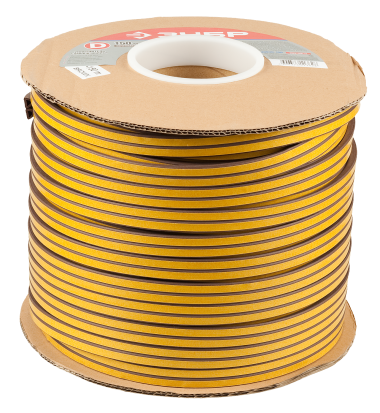 Уплотнитель ЗУБР резиновый самоклеящийся профиль &quot;D&quot;, коричневый, 150м — Официальный партнер ЗУБР в России