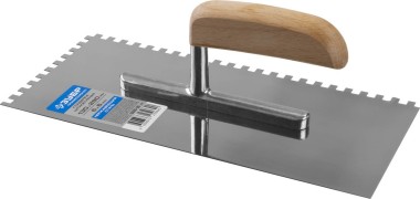 Гладилка штукатурная ЗУБР 130x280 мм, 6х6 мм, нержавеющая, деревянная рукоятка, 0806-06_z01 Профессионал — Официальный партнер ЗУБР в России