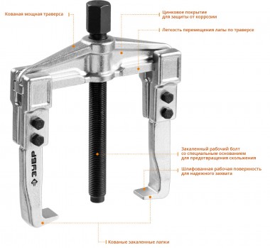 Съемник раздвижной 2-захватный, 100 мм, ЗУБР Профессионал 43310-115-100 — Официальный партнер ЗУБР в России