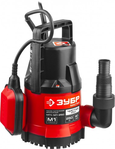ЗУБР 250 Вт, дренажный насос с минимальным уровнем откачки (НПЧ-М1-250) — Официальный партнер ЗУБР в России