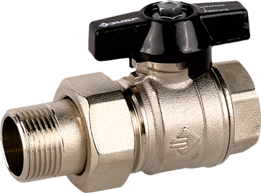 Кран шаровой ЗУБР полнопроходной с накидной гайкой &quot;мама-папа&quot;, бабочка, никелированная латунь, 1&quot; — Официальный партнер ЗУБР в России