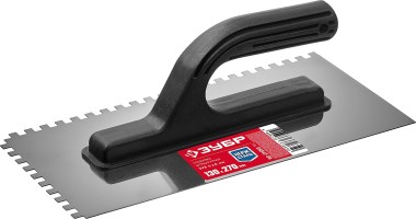 Гладилка штукатурная ЗУБР 130х270 мм, 6х6 мм, нержавеющая, пластмассовая рукоятка, 08042-06 — Официальный партнер ЗУБР в России