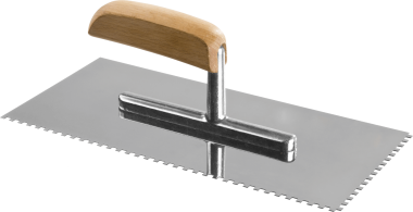 Гладилка штукатурная ЗУБР 130x280 мм, 4х4 мм, нержавеющая, деревянная рукоятка, 0806-04_z01 Профессионал — Официальный партнер ЗУБР в России