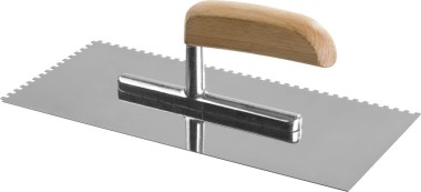 Гладилка штукатурная ЗУБР 130x280 мм, 4х4 мм, нержавеющая, деревянная рукоятка, 0806-04_z01 Профессионал — Официальный партнер ЗУБР в России