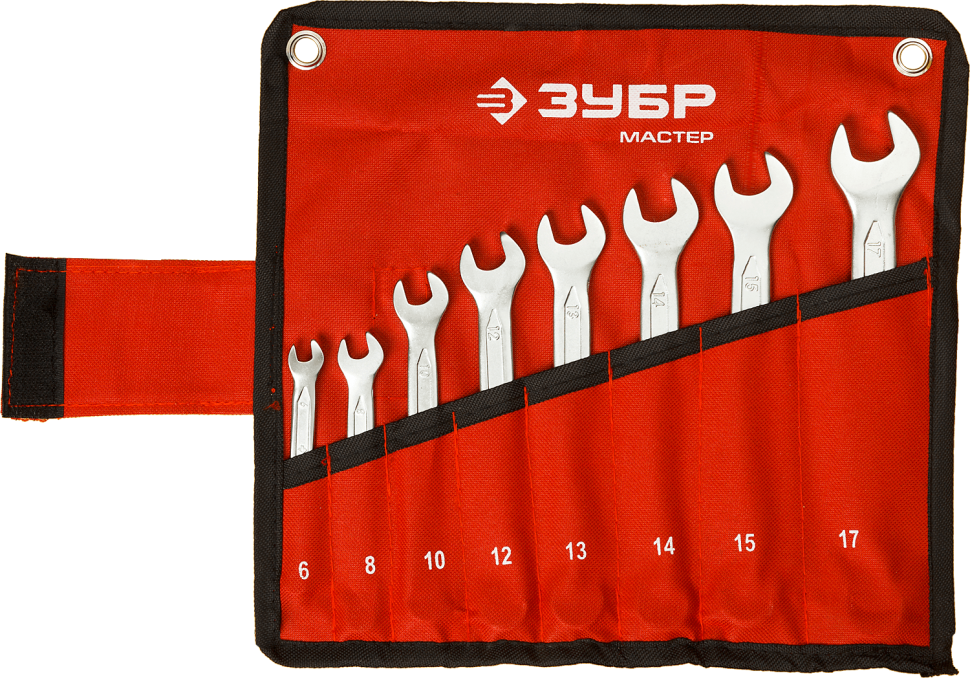 Набор комбинированных гаечных ключей 8 шт, 6 - 17 мм, ЗУБР фото 1 — Официальный партнер ЗУБР в России